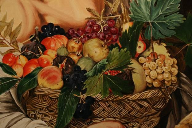 reprodukcija Michelangelo Merisi da Caravaggio – Deček s košaro sadja - detajl
