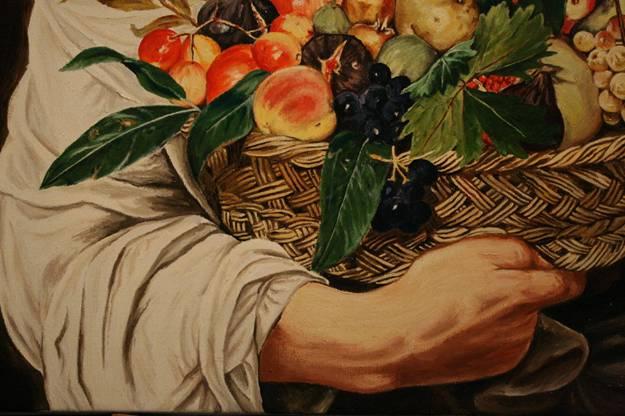 reprodukcija Michelangelo Merisi da Caravaggio – Deček s košaro sadja - detajl